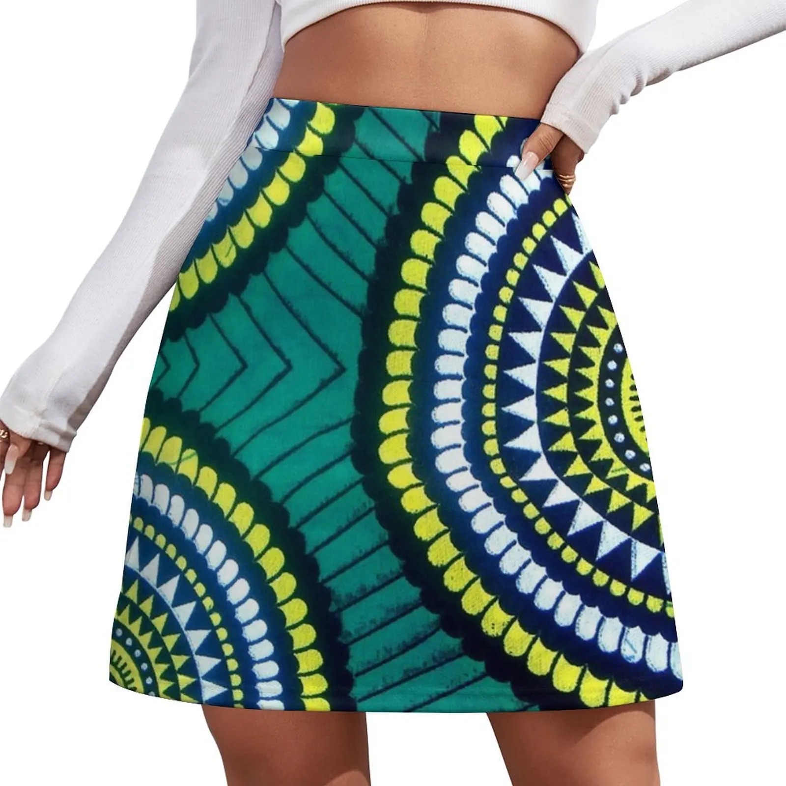The Green moon - Capulana African wax print Mini Skirt girls skirt skirts for womens elegant dresses for women