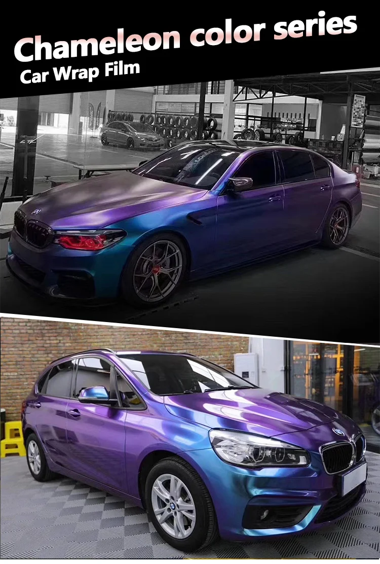 New Product 1.52*18m Matte Car Body Wrapping Chameleon Pearl Vinyl  Purple to Blue
