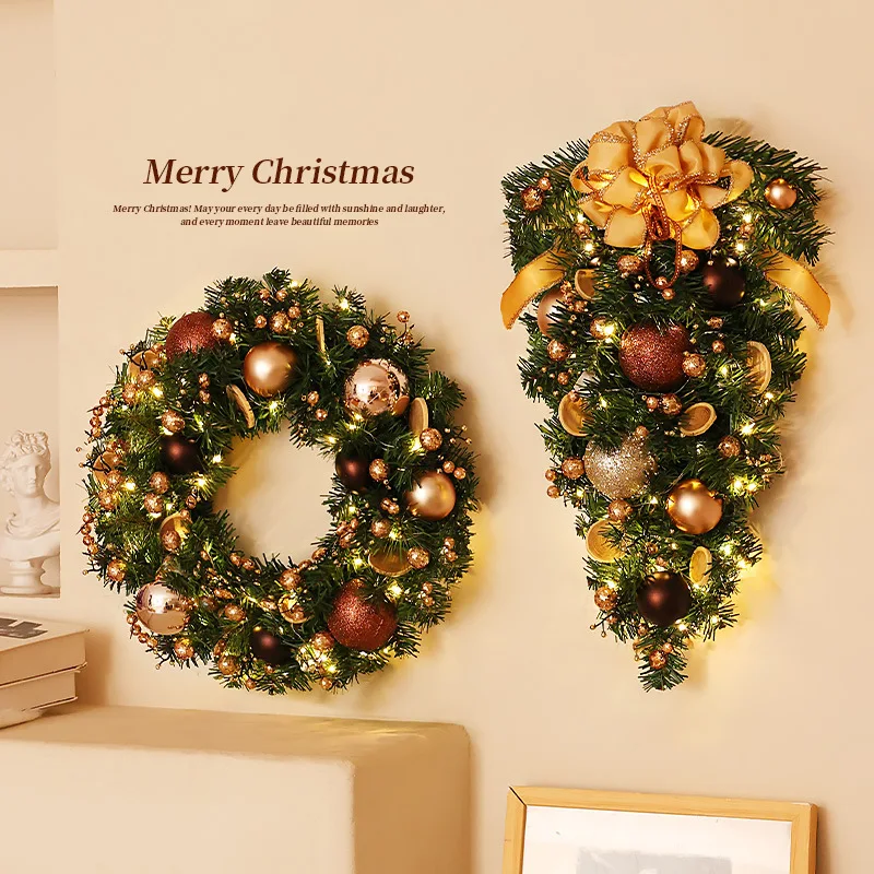 Christmas Decoration Wreath Bows Gingerbread Man Hanging 2025 Xmas New Year Door Decors Large Outdoor Garden Front Door Decors