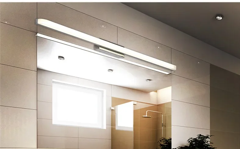 80CM AC85-265V 15W Moderne Stijl Wandmontage IP65 Waterdichte Spiegel Wandlamp Acryl LED Badkamer Spiegel Wandlamp lamp