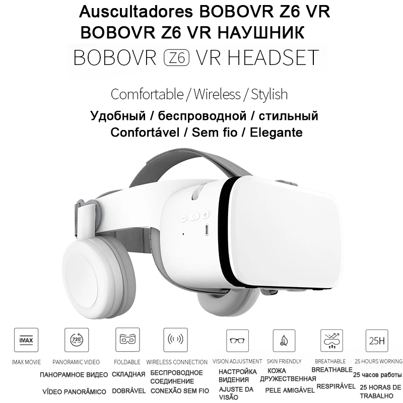 Imagem -02 - Bobovr-headconjunto de Realidade Virtual para Smartphone Óculos de Telefone Inteligente Binóculos Bluetooth Óculos 3d vr Novo z6