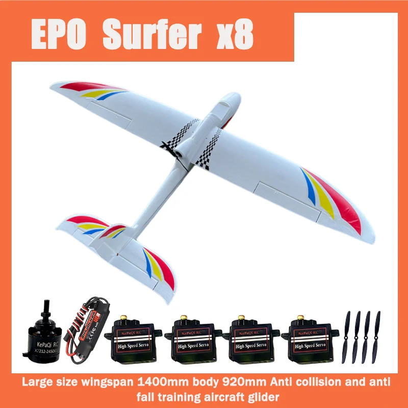 Surferx8 Wingspan 1400mm Body 920mm Epo Glider Remote Control Model Fpv Aircraft Detachable Component Kit Accessories Motor