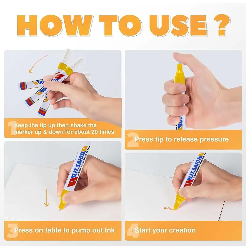 Colorful Marker Pen Stone Markers Tire Tread Art Marker Pen Set Waterproof Complementary Colour Permanent Paint Marker Metal