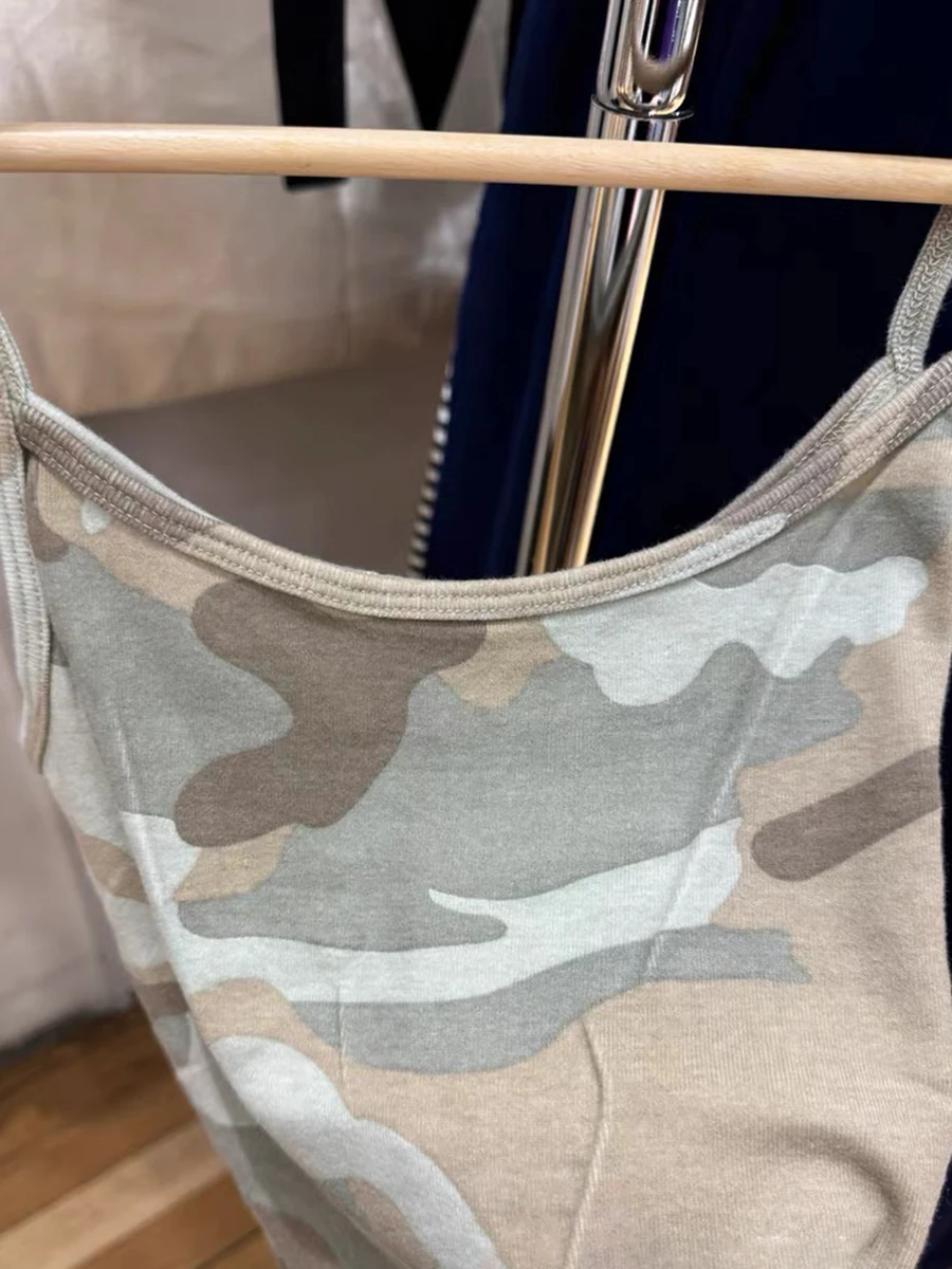 Camouflage Print Slim Tank Tops Women Summer New Cotton Sleeveless Cropped Camisole Female Vintage Streetwear Casual Vest Y2k