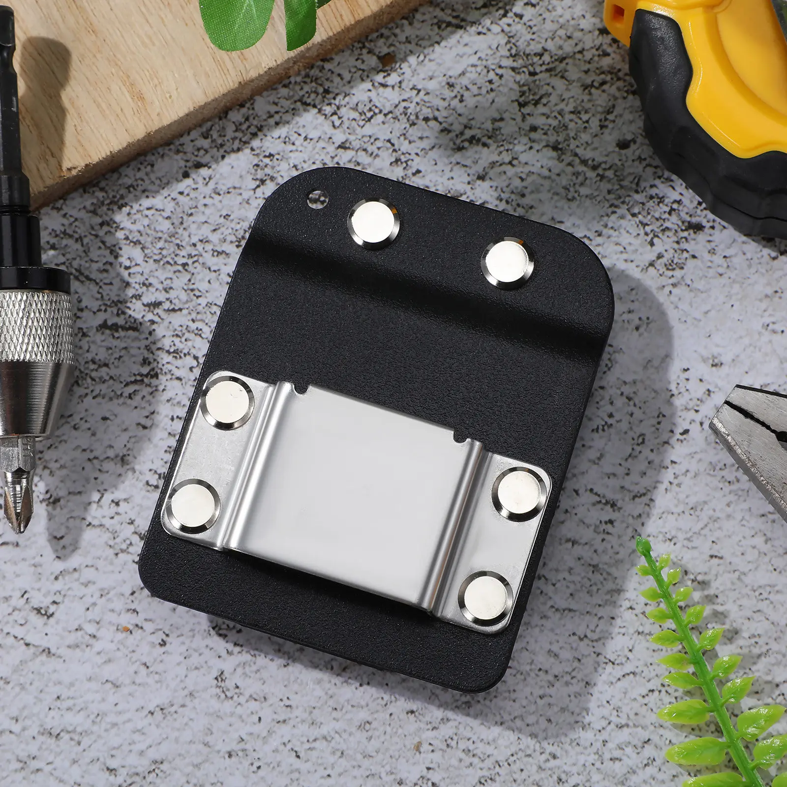 Sturdy Tape Measure Holder Belt Clip Stainless Steel and Nylon Compact Design Easy Access Secure Fastening for Waist Tool Belt