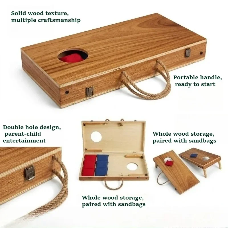 Premium Wooden Foldable Cornhole Set Multifunctional Bean Bag Toss Board for Indoor Outdoor Leisure Sports