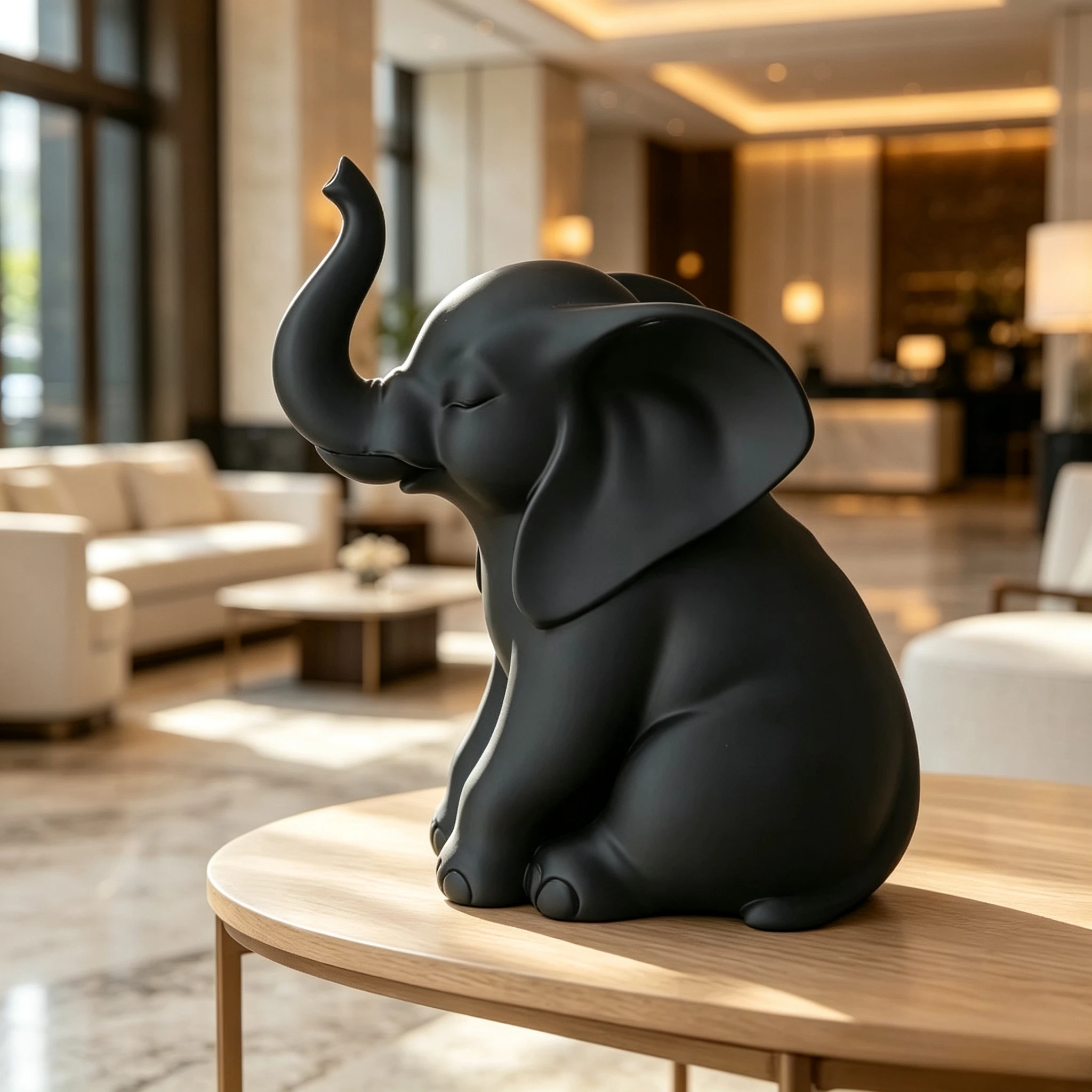 Cute Smiling Sitting Baby Elephant 3D Printed Figurine Minimalist Animal Desktop Ornament Shelf Bedroom Office Table Decoration