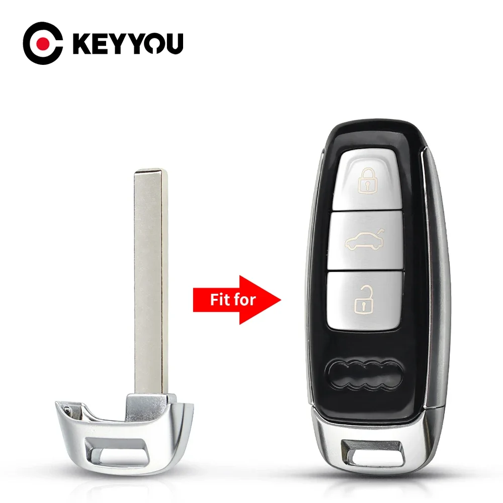 

KEYYOU Car Key Remote Small Shell Fob For Audi SQ7 Q7 TT A8L 2019 2020 2021 Smart Insert Emergency Key Blank Uncut HU66 Blade