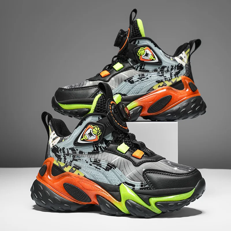 

Children‘s Basketball Sneakers Non-slip Basketball Training Shoes Boys Girls Lace-up Athletic Shoes Kids Cushioned Running Shoes