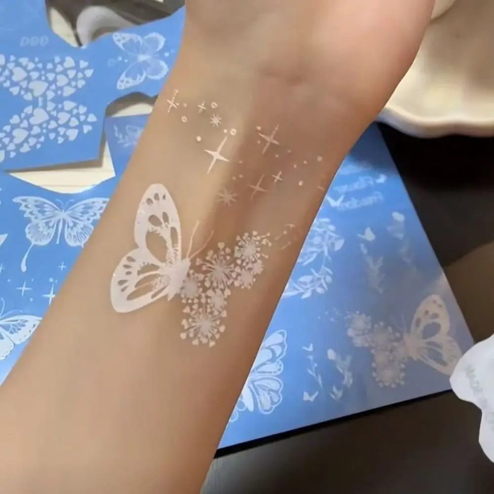 Temporary Luminous Flower Tattoo Sticker Rose Butterfly Waterproof Butterfly Tattoo Stickers Love Heart Leaf Noctilucent
