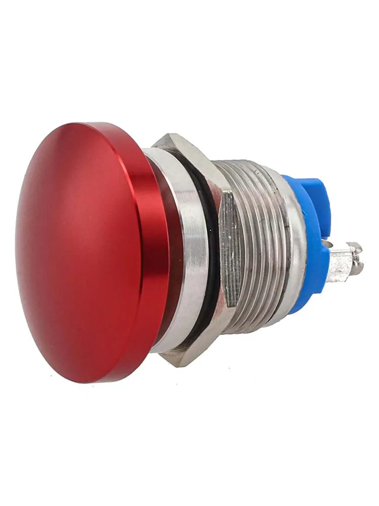 Metal Push Button Switch, 19mm, Momentary Self Reset, 1NO Contact Configuration, Screw Feet, Rated at 250VAC 3A