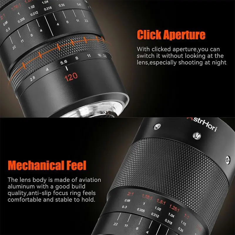 

AstrHori 120mm F2.8 Macro 2X Full Frame Manual Focus Camera Lens Still Life Photography for Sony E Nikon Z Canon RF EF L Mount