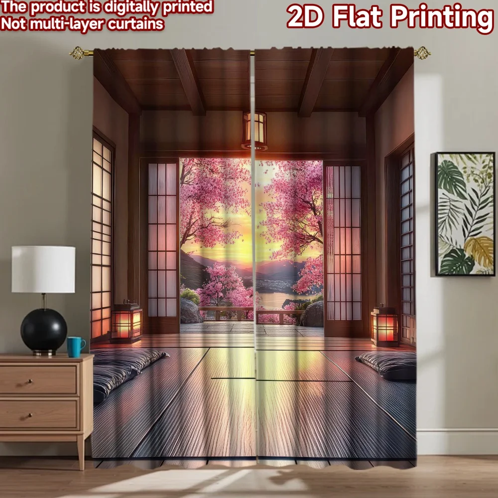 

1pc 2D flat Photography Backdrop Background cloth Cherry Blossom Sunset View 100% Polyester Festive Backdrops Use for Indoor