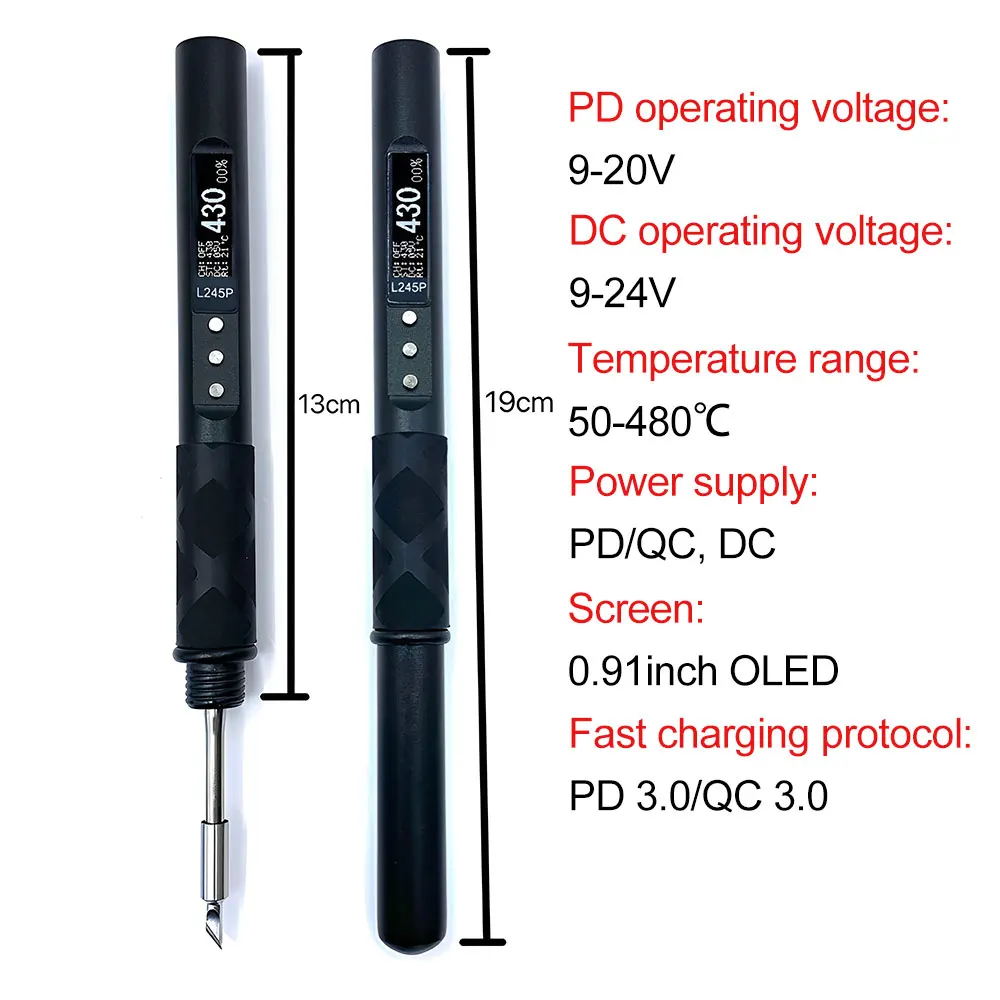 65W OLED Digital Soldering Pen L245P Portable Electric Soldering Iron Adjustable Soldering Iron support QC/PD C/DC3.5*1.35