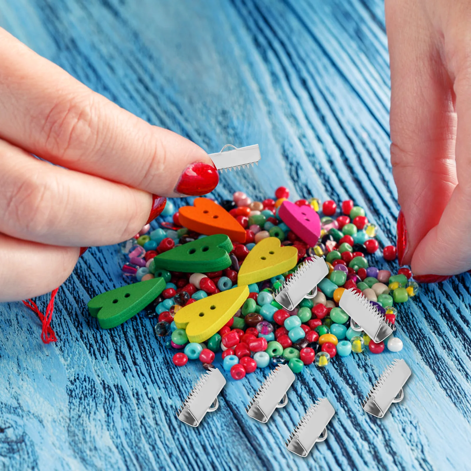 

20pcs Stainless Steel Cord End Caps 20Mm Silver Ribbon End Clamps Pinch Crimp Clamp For Jewelry Making Connectors