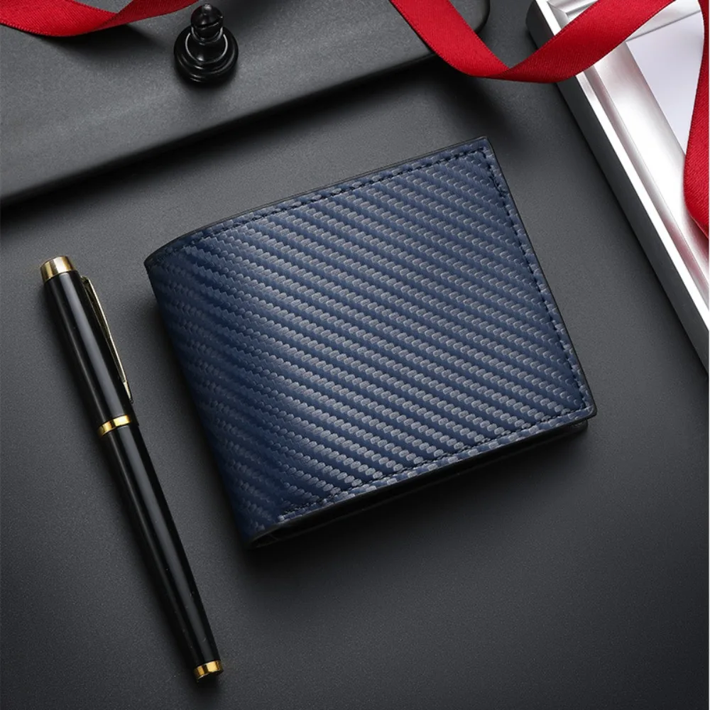الحد الأدنى بو الجلود الرجال محفظة قصيرة أسود أزرق القهوة اثنين أضعاف جيوب متعددة سعة كبيرة حامل بطاقة الهوية الرجال النساء #1