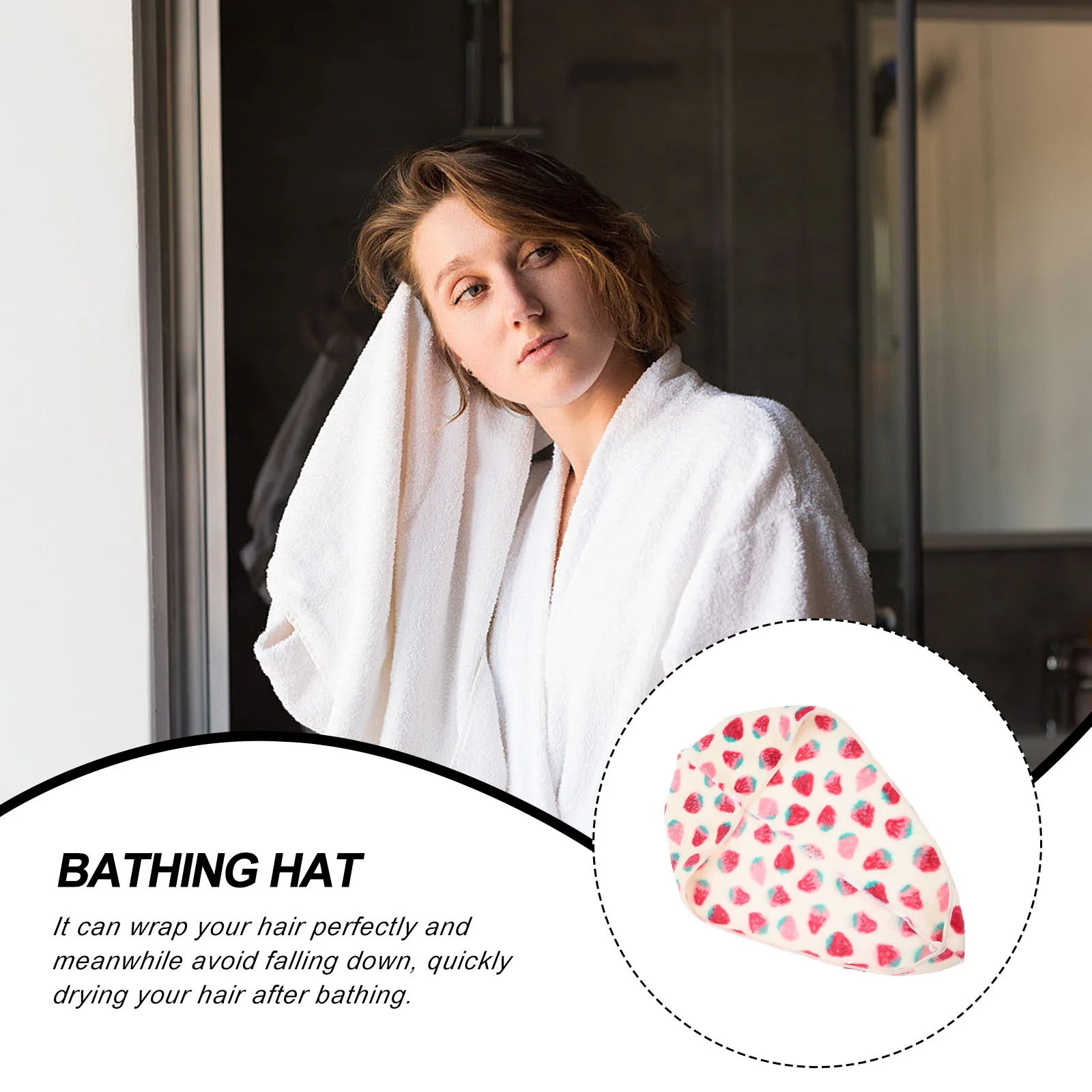 

1pc Dry Hair Hat For Women Bath Water Absorbent Quick Drying Hair Care Cap Reusable Bathing Hat Home Office Use Pink