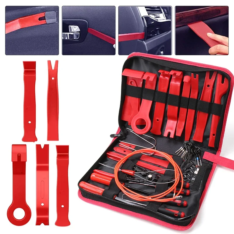 

Car Trim Removal Tool Auto Disassembly Tools Door Panel Audio Removal Tool Kit with Clip Pliers Fastener Remover Pry Tool Set