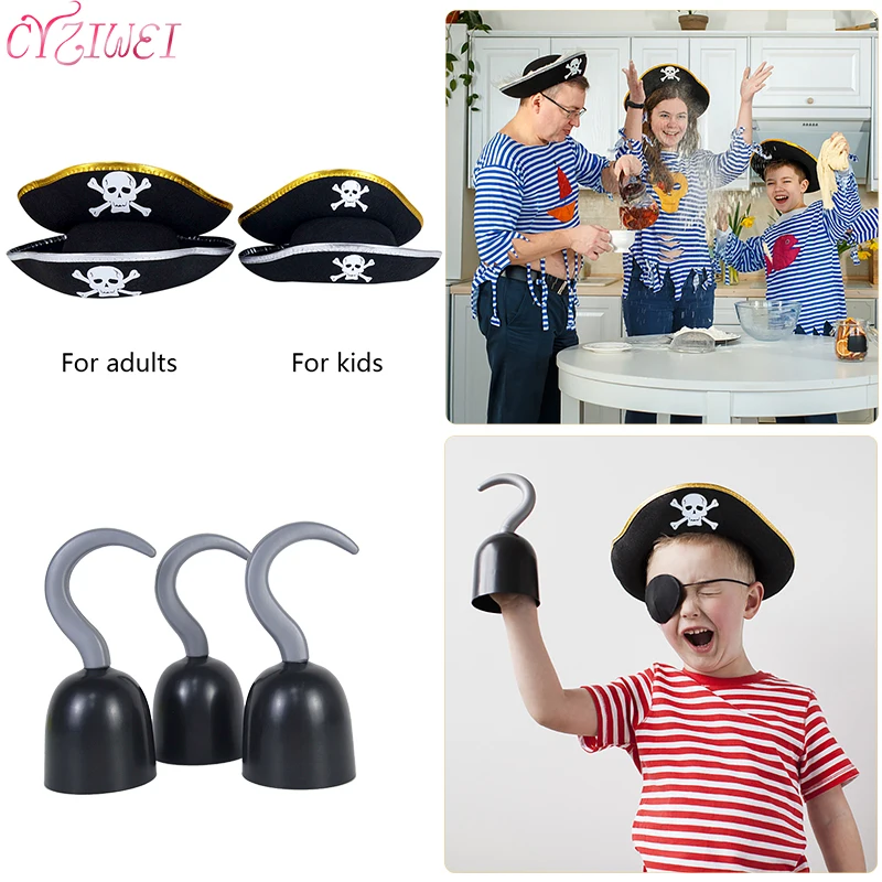 

Halloween Pirate Hook Hand Decor Children/Adult Pirate Hat Costume Party Cosplay Dressed Masquerade Accessories Party Decor