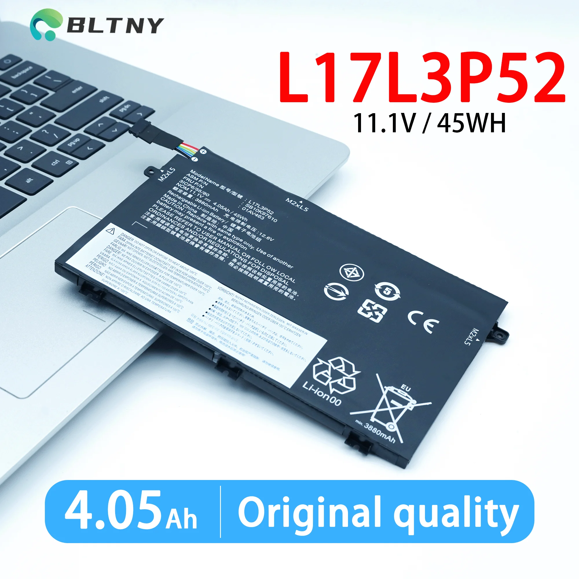 L17C3P52 45WH L17M3P53 L17L3P52  Battery Replacement for Lenovo ThinkPad L480 L490 L580 L590 L14 L15 L14 Gen 2 L15 Gen 2 Series