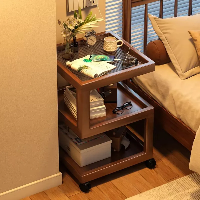

New simple and creative bedside table bedroom moving living room storage rack