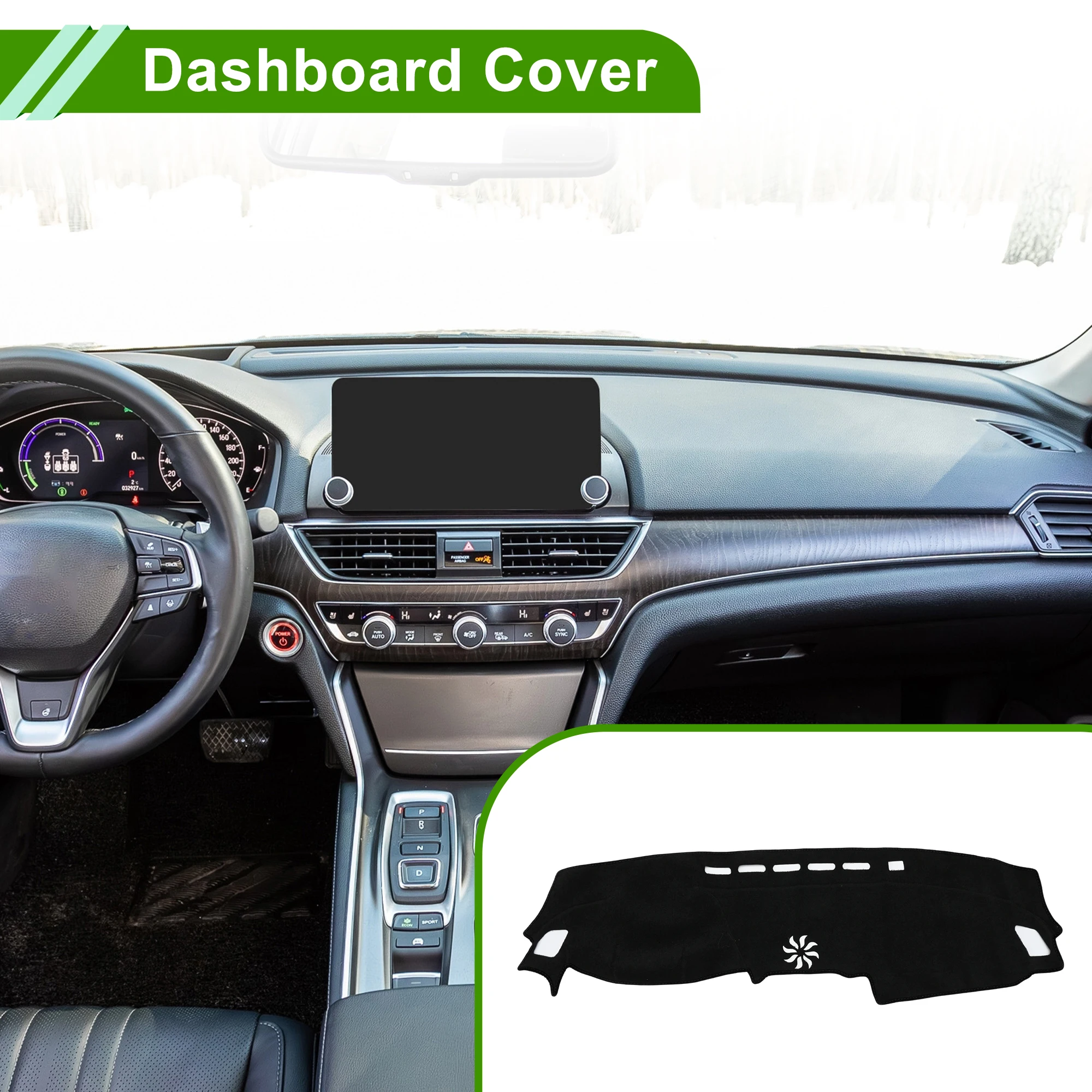 UXCELL Dashboard Cover for Honda 10th Accord 2018-2022 without Hud Polyester Black 1 Pc
