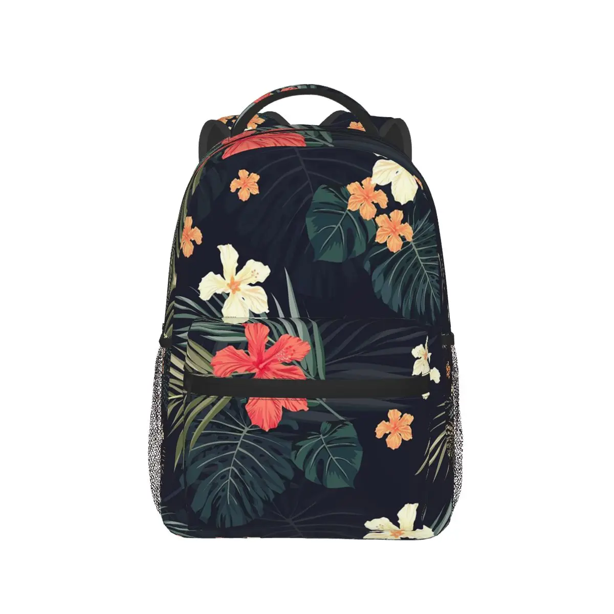 Dark Tropical Flowers Student Backpack School Bag Hiking Travel Daypack for Boys Girls Fashion Bookbag Shoulder Bags