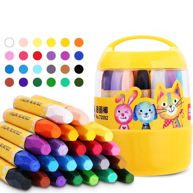 

12/24 colors Wax Crayon Pencil Children's Color Pen Washable Crayons Cute Animal Barrel Set For Kids Birthday Stationery Gift