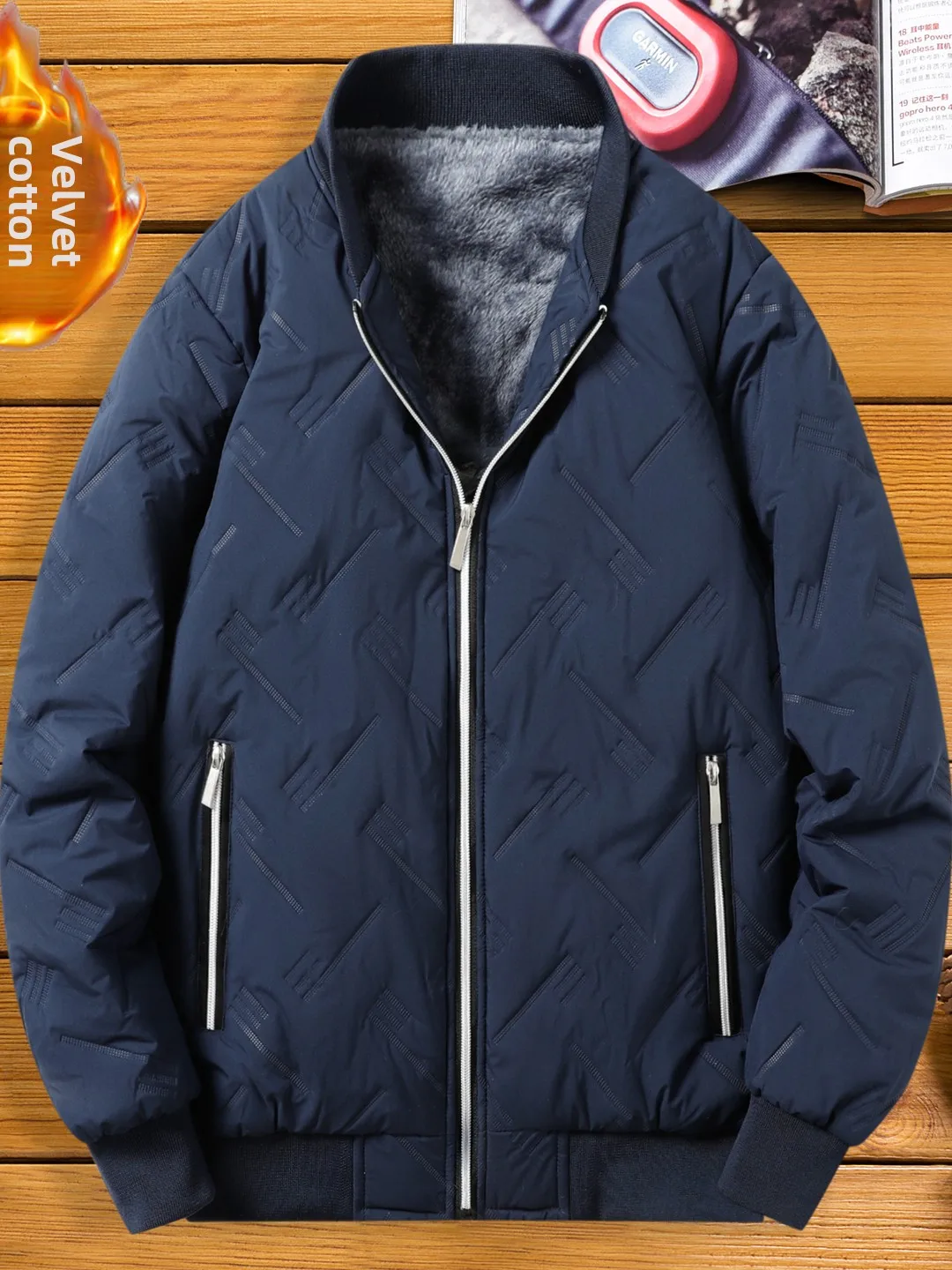 

Thickened Winter Jacket Men's Youth Fleece Lined Cotton Jacket Short Style Baseball Collar Casual Cotton Clothes