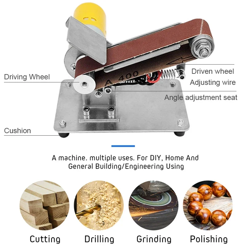110V/220V Mini Electric Folding Abrasive Belt Sander DIY Polishing Grinding Machine Cutter Edges Sharpener Multifunctional Grin