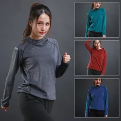 Womens Running Sport Hooded Jacket Compression Fitness Hoodies Gym Rashgard Training Coat Tops Yoga Sportswear