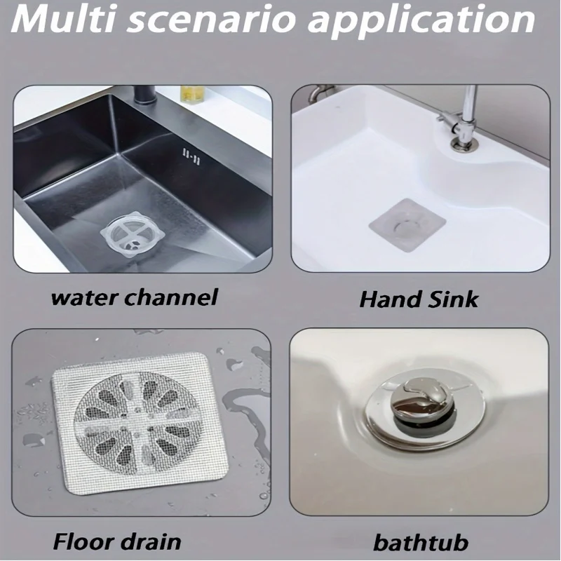 Insect-Proof Self-Adhesive Floor Drain Sticker Anti-Blocking Kitchen Bathroom Hair Filter Mesh Net for Sewer