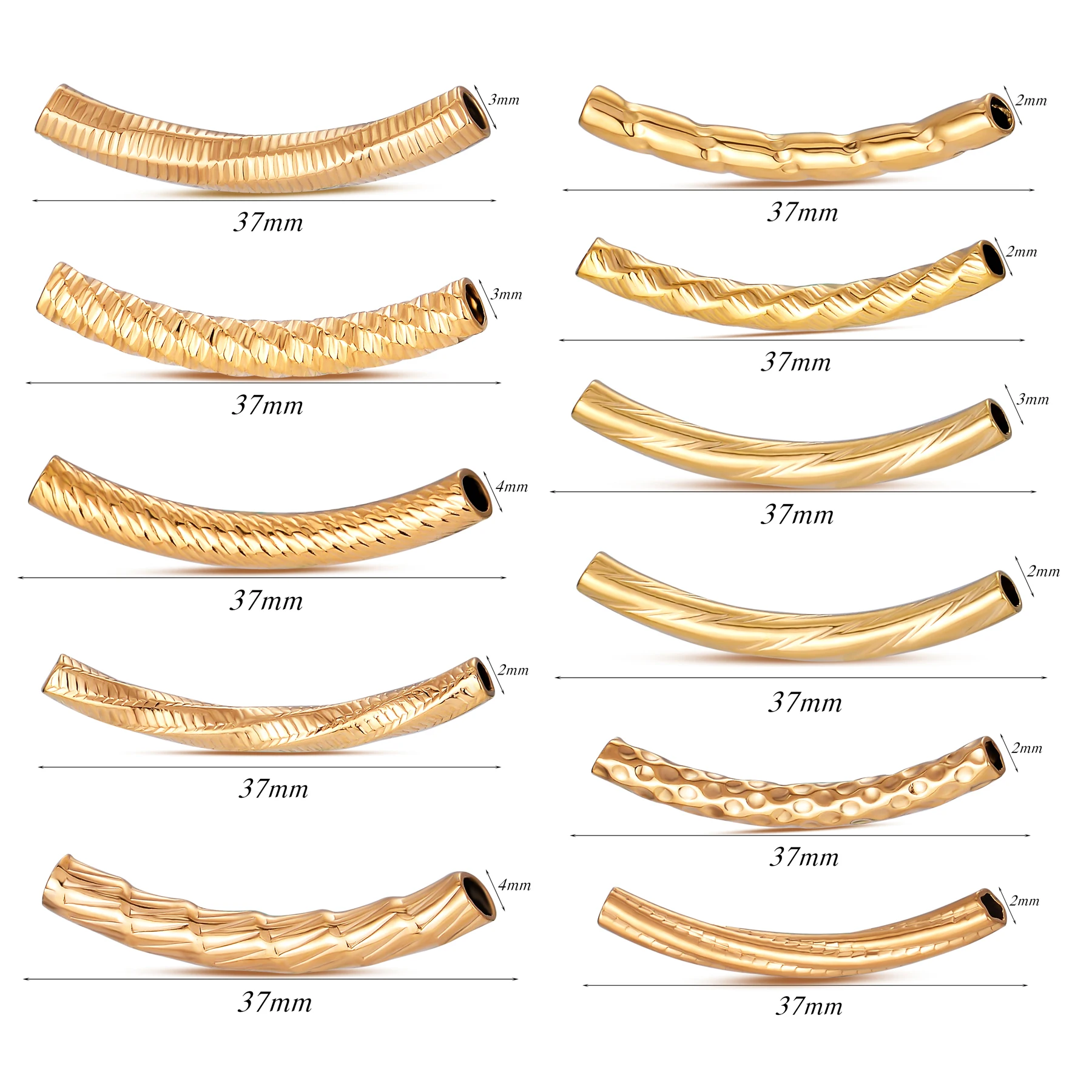 6 Stück/Set Edelstahl PVD Gold Geprägte Röhren-Abstandshalter-Perlen-Verbinder für Armband-Halskette-Anhänger DIY Schmuckzubehör – Detail 1