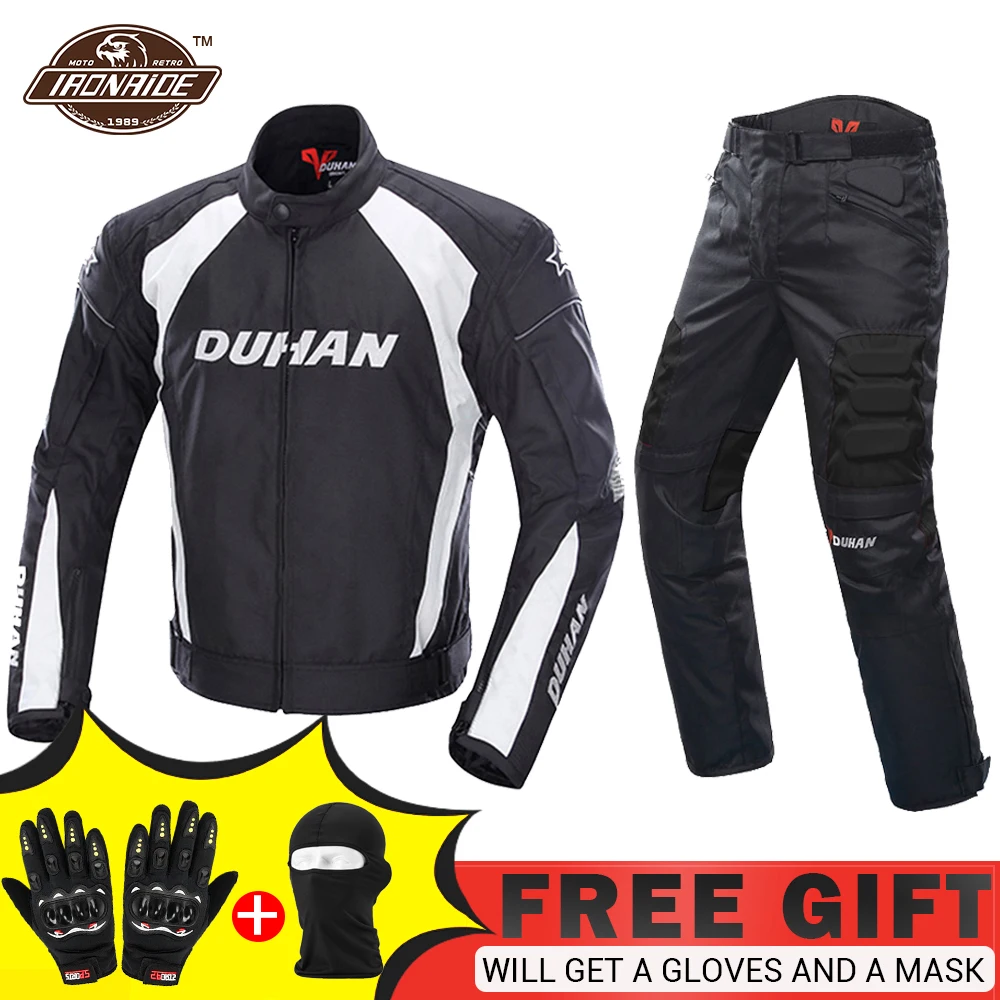 DUHAN Schwarz Motorrad Jacke Motorrad Hosen Männer Motocross Racing Jacke Körper Rüstung Mit Moto Protector Moto Kleidung 6
