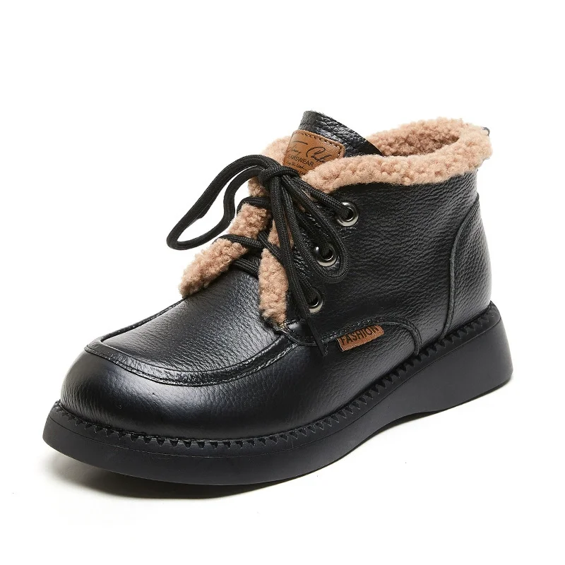 

GKTINOO 2025 Winter Shoes Genuine Leather Women Snow Boots Warm Plush Loafers Winter Ladies Ankle Boots Non-slip Plus Size 41