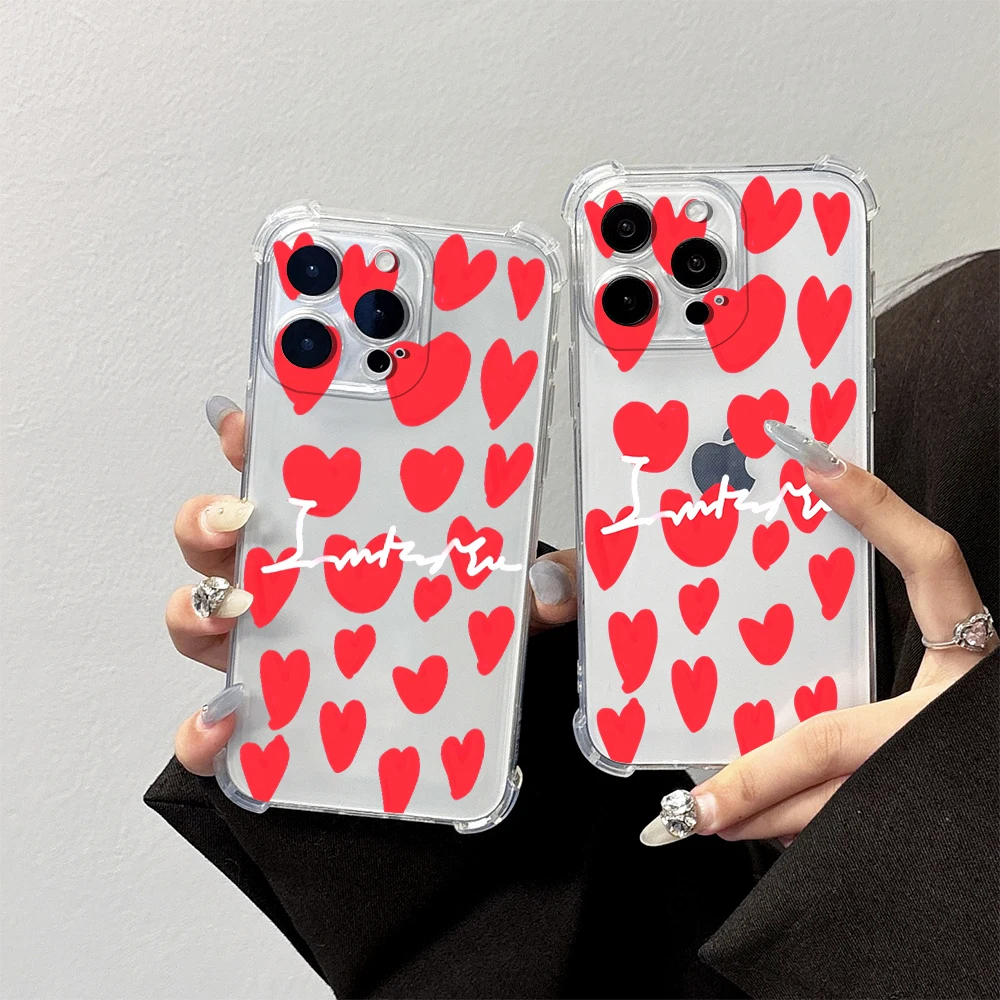 Для iPhone 17 16 15 14 13 12 11 Pro Xs Max Air 16e 7 8 6 6s Plus XR SE 2020 2022 Чехол Red Love Print Силиконовый противоударный чехол