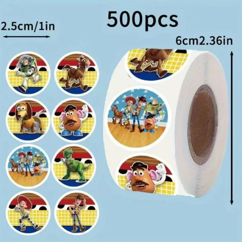 500 Adesivi a Rotolo Toy Story Carini, Creativi per Fai da Te, Decorazione per Valigie, Telefoni, Sigilli, Regalo per Bambini