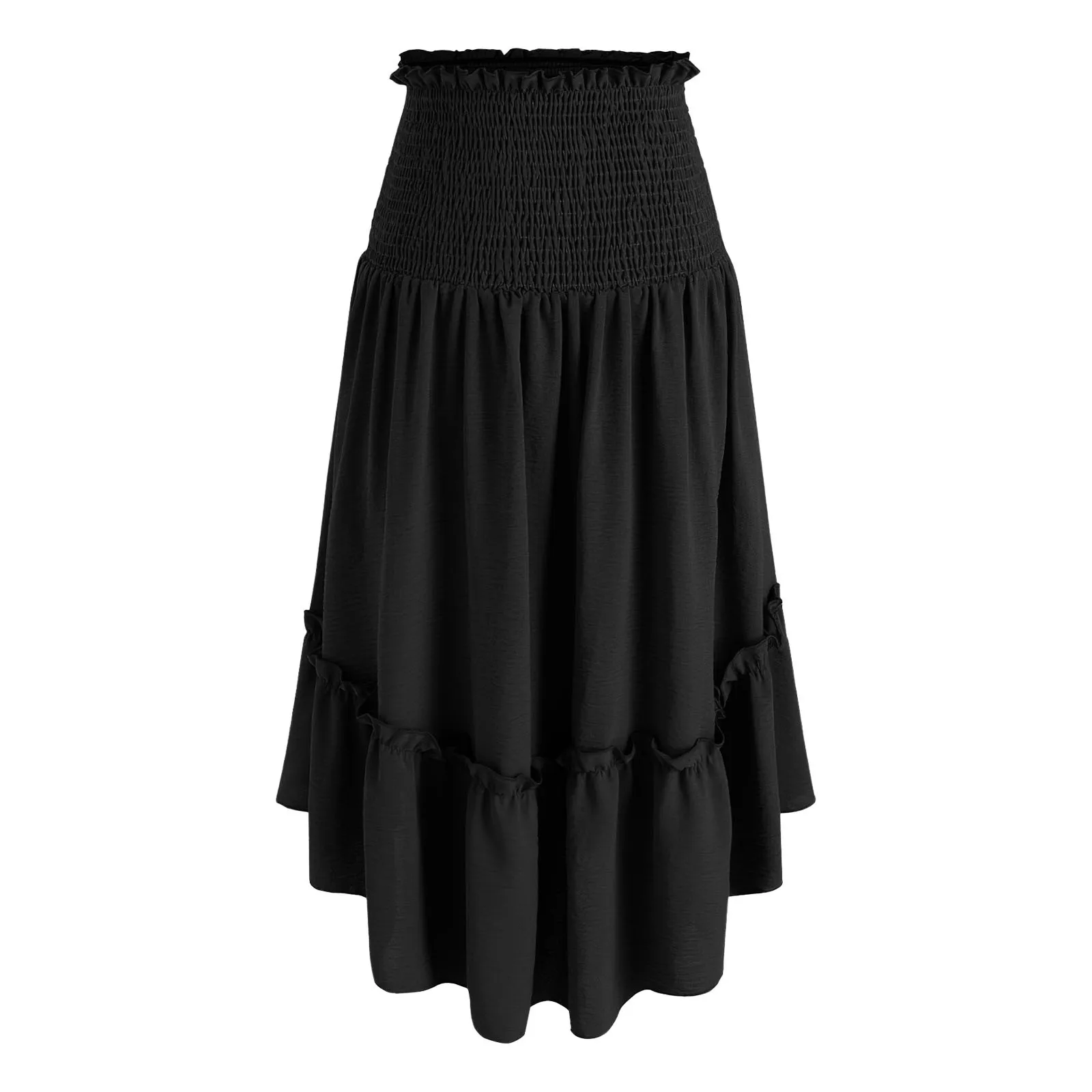 

Women's Halloween Victorian Court Gothic Retro Style Fashion Solid Color Skirt Irregular Ruffled Cosplay Waist Skirt New