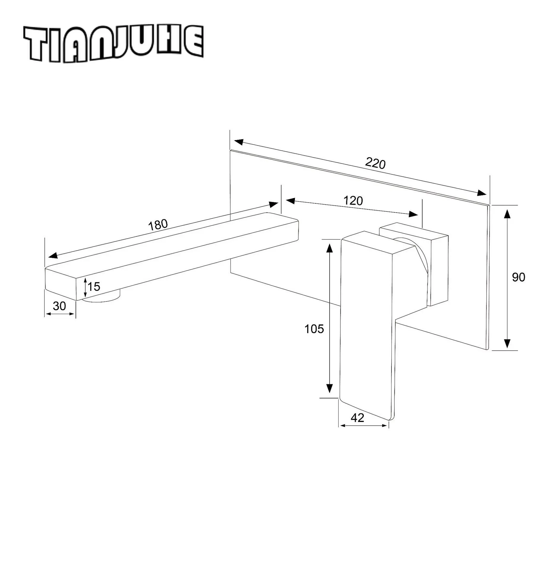 Imagem -03 - Torneira de Pia de Parede Vanity Single-handle Acessórios para Banheiro Torneira Misturadora de Lavatório Torneira Quente e Fria