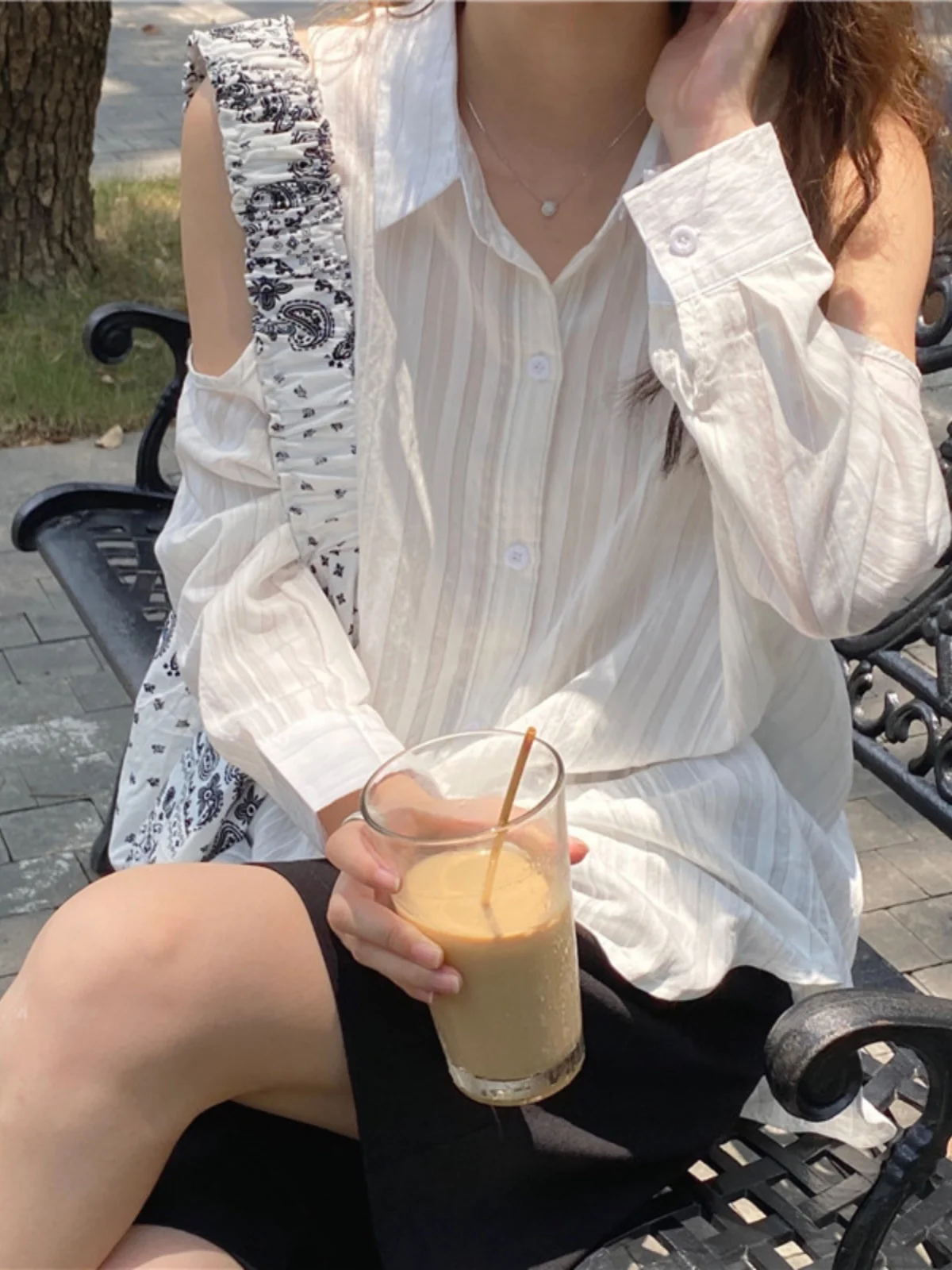 فضفاض البول بئر طويل Sve المرأة irt الصيف تصميم الكورية Sle مستقيم قطع متجدد الهواء طويل طول التعرض الأعلى #2