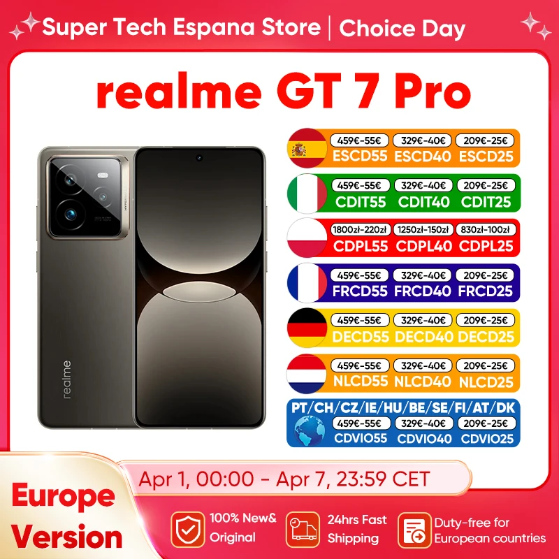 Realme GT7 Pro 5G Smartphone 12GB 256GB/512GB Snapdragon 8 Elite 6,78 120Hz Hz vierseitig gebogenes Display 24h schneller Versand