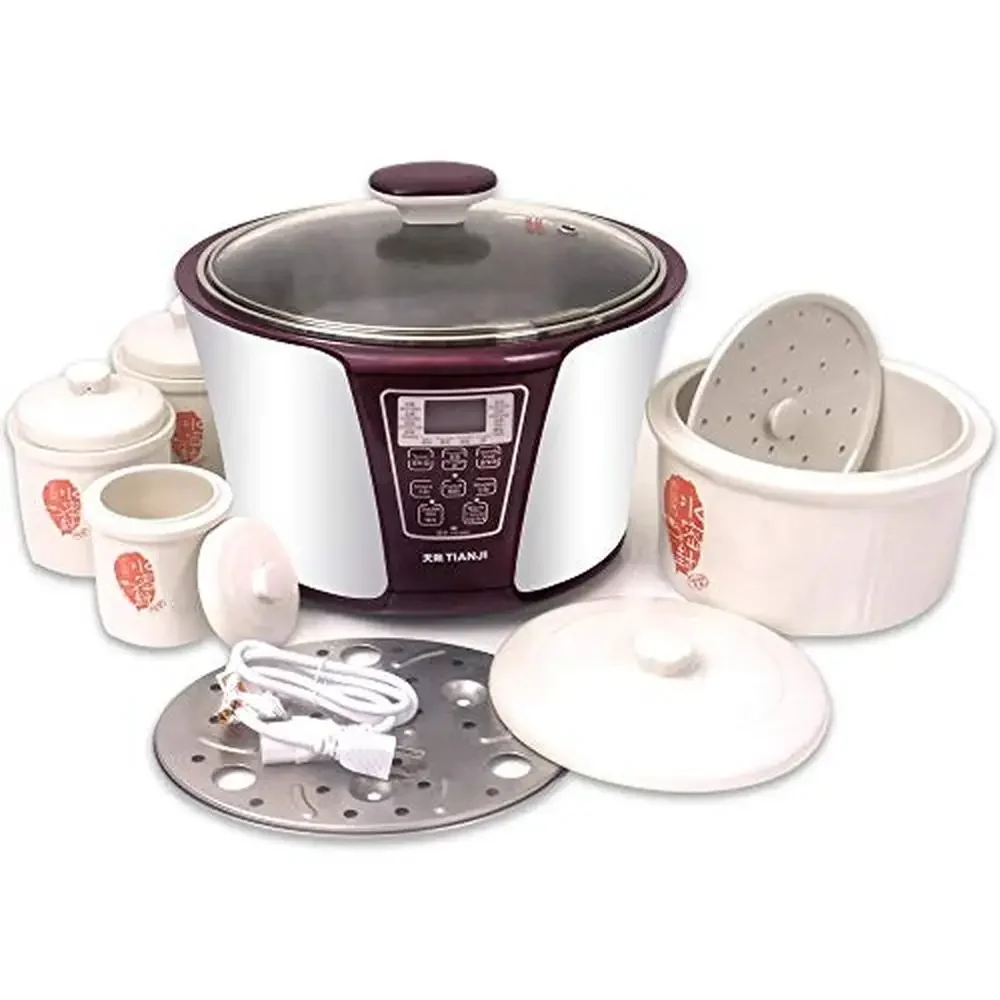 4-in-1 Ceramic Pot Electric Stew  3.2L with 12 Menus Programmable Operation Healthy Natural  2x0.65L 0.45L s Large