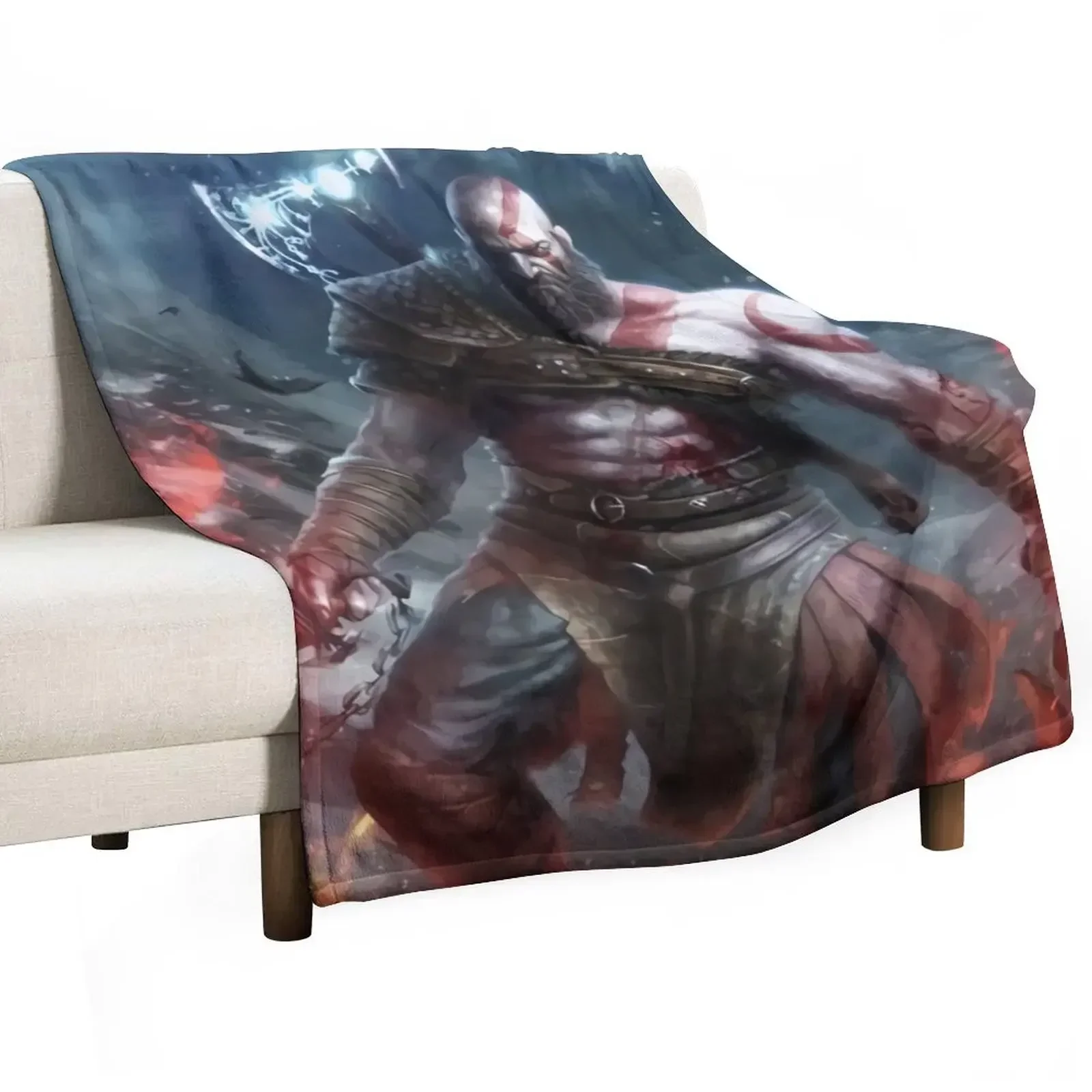 Kratos Fire ax Throw Blanket Designers Travel Giant Sofa Plush Blankets