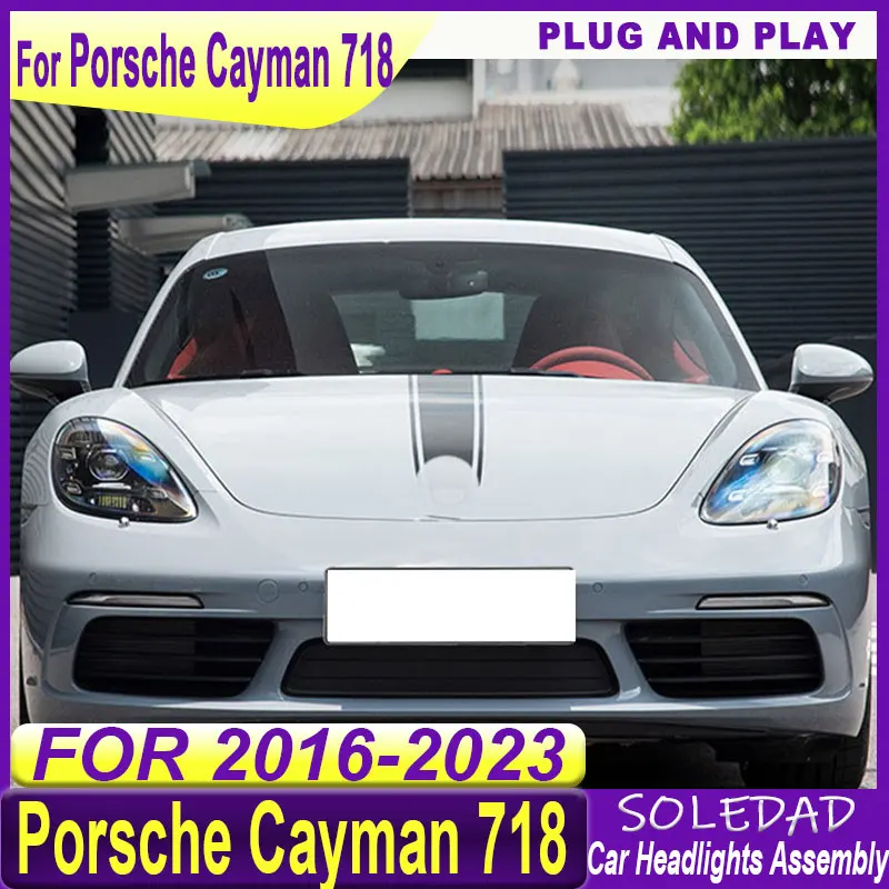 Car headlights For Porsche 718 Cayman Headlights Boxster 2016-2023 Upgrade New Style LED PLDS Lasers Head Lamps Plug and Play