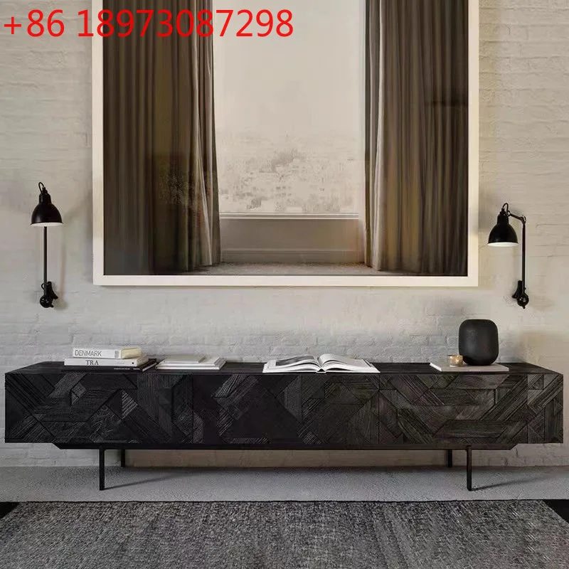 خزانة تلفزيون من الخشب الصلب الاسكندنافي، تخزين شقة صغيرة إيطالية، خزانة تلفزيون فاخرة خفيفة من القرون الوسطى #1