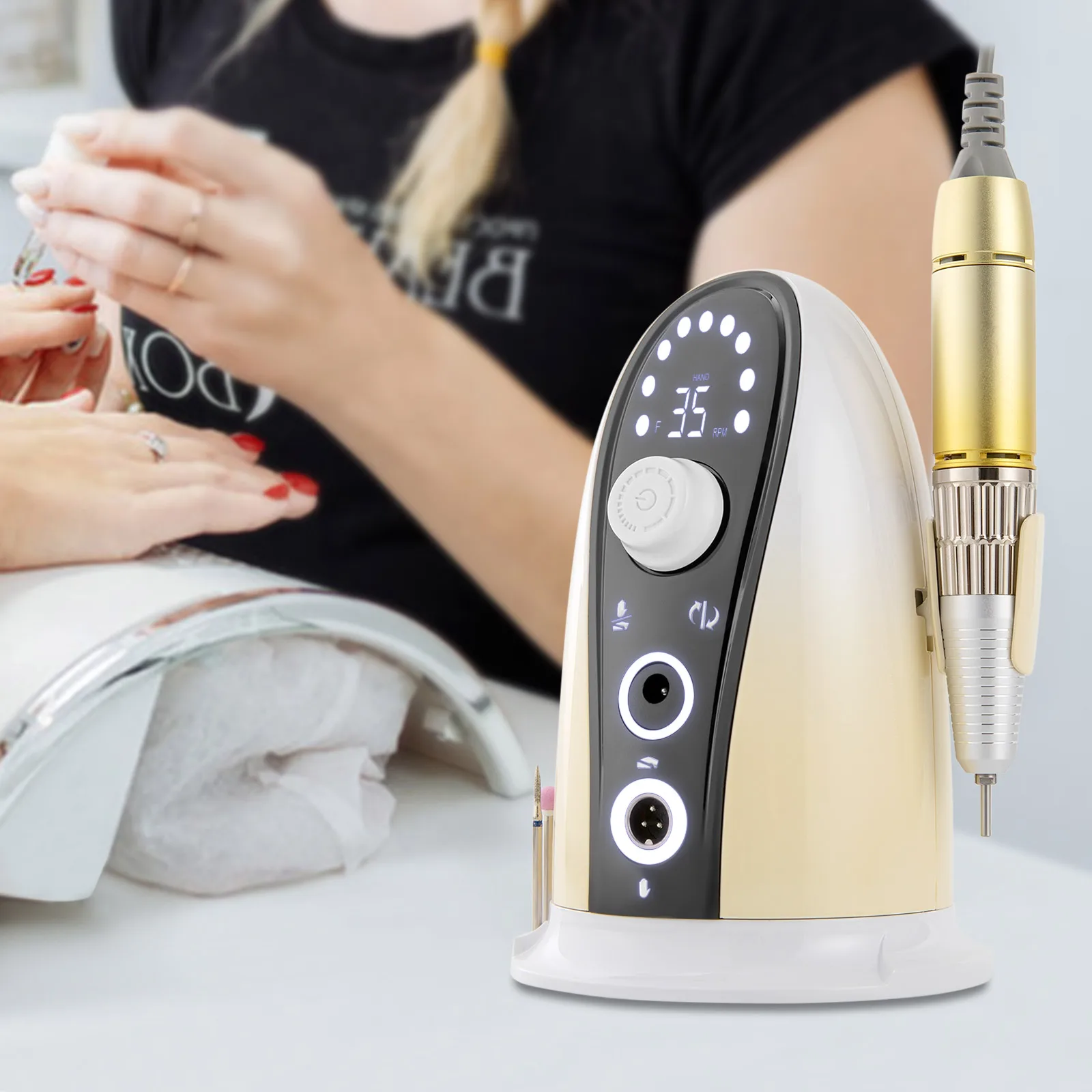 

Electric Nail Drill, Nail File with Handpiece Holder, Manicure and Pedicure Polishing Shape Tool for Nail Salons