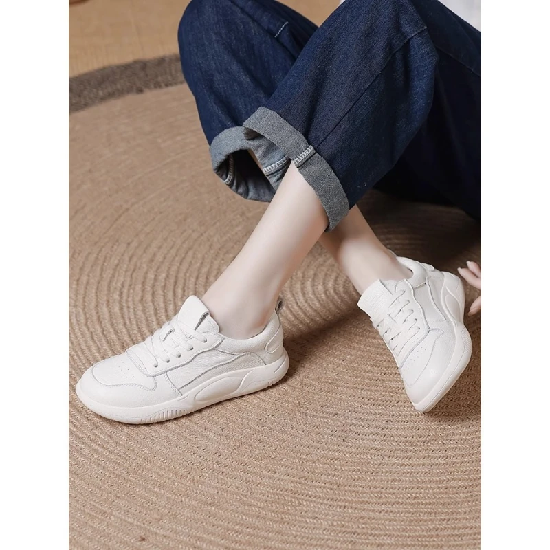 

Новинка 2026: Женские дышащие кроссовки из натуральной кожи с сетчатыми вставками, белые, для весны и лета