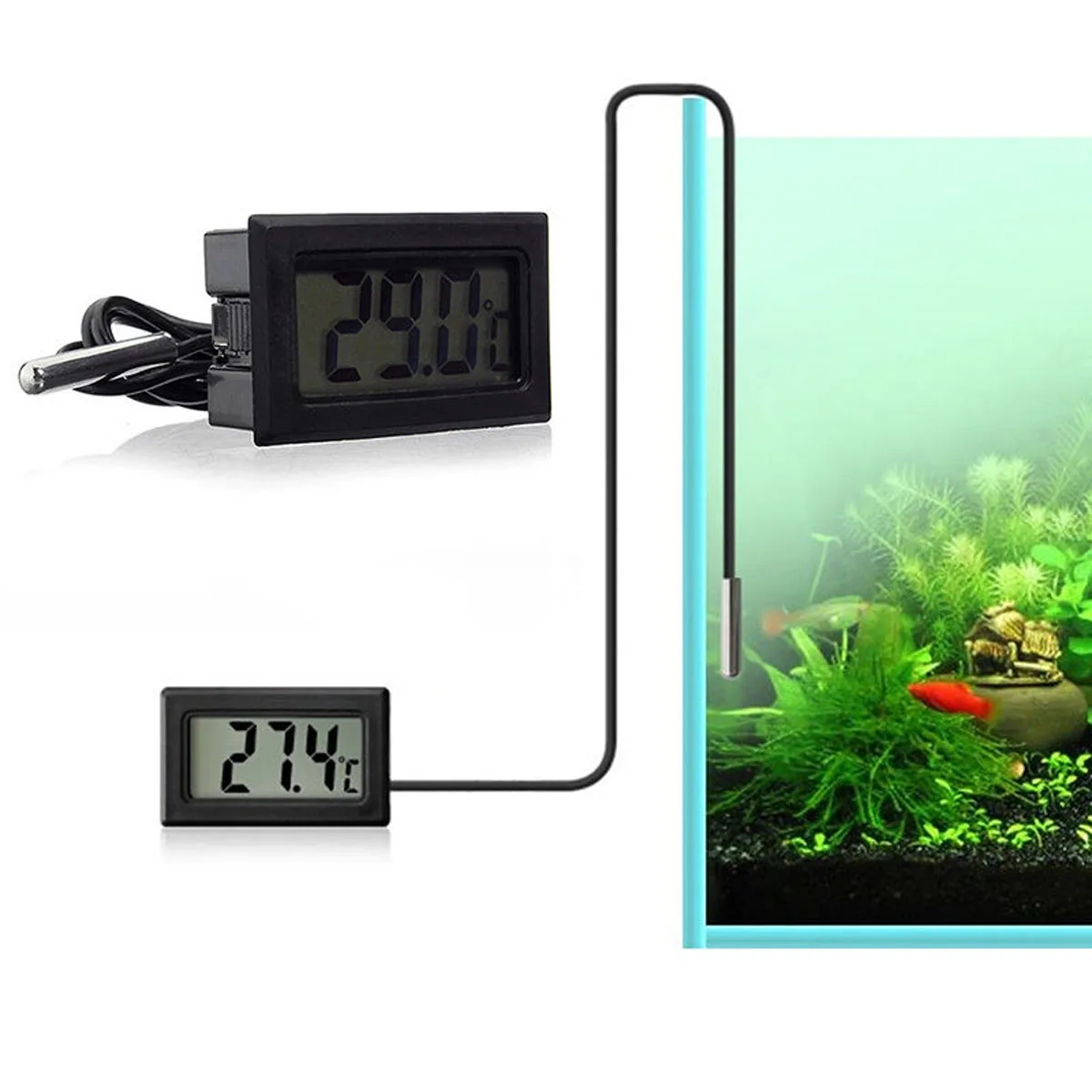 

Electronic Thermometer For Fish Tank Aquarium Waterproof High Precision Temperature Monitor Lcd Mini Size Car Refrigerator Pet