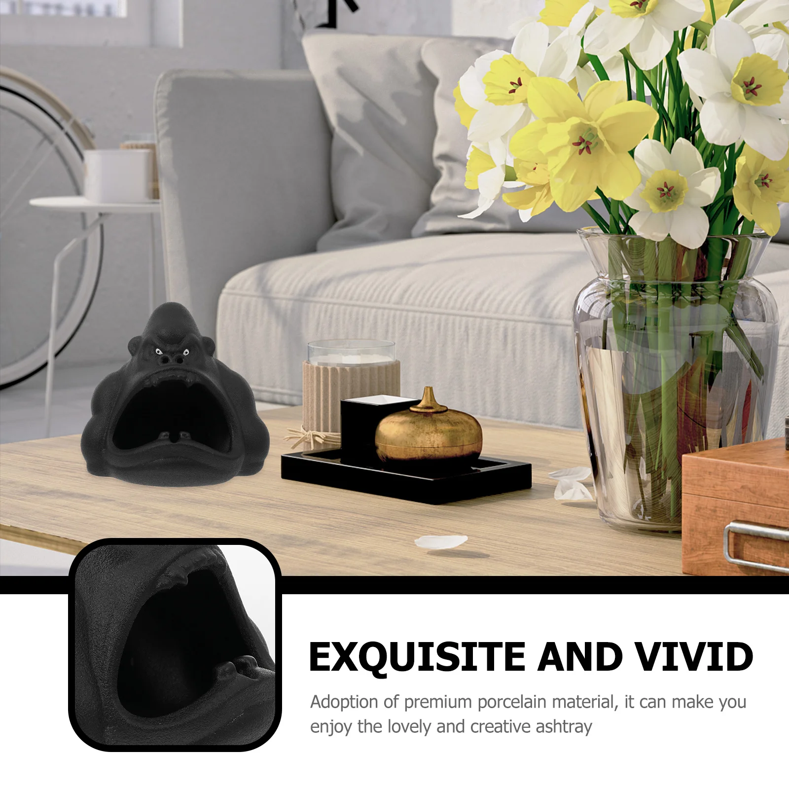 

Lovely Gorilla Designed Ashtray Desktop Ornament Christmas Gift Container Cartoon Shaped Tank Ceramic