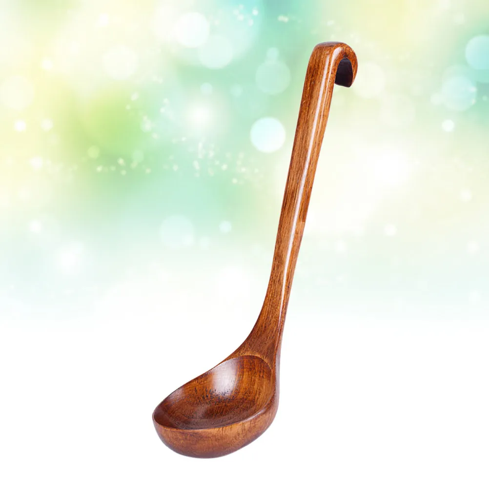 Solid Wood Soup Spoon for Kitchen Home Restaurant Hotel Use Natural Elegant Design Comfortable Heat Resistant Handle 28x7.5cm